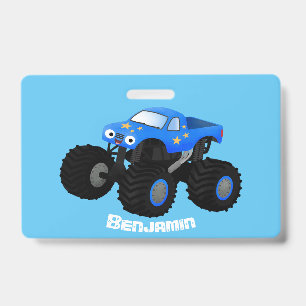 Badge Illustration d'un camion monstre bleu mou