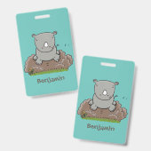 Badge Illustration d'un petit rhinocéros (Front & Back)