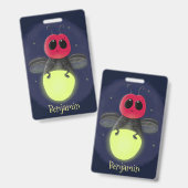 Badge Illustration d'une luciole à éclair mignon (Recto et verso)