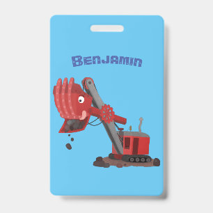 Badge Illustration d'une pelle à vapeur rouge mou