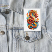 Badge Illustration Fiery Dragon Rouge Chinois (Insitu)