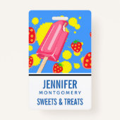 Badge Illustration Fun Pink Popsicle and Strawberries (Devant)