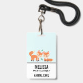 Badge Illustration graphique de renards orange mignons (Avant avec lanière)