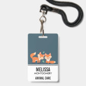Badge Illustration graphique de renards orange mignons (Arrière avec lanière)