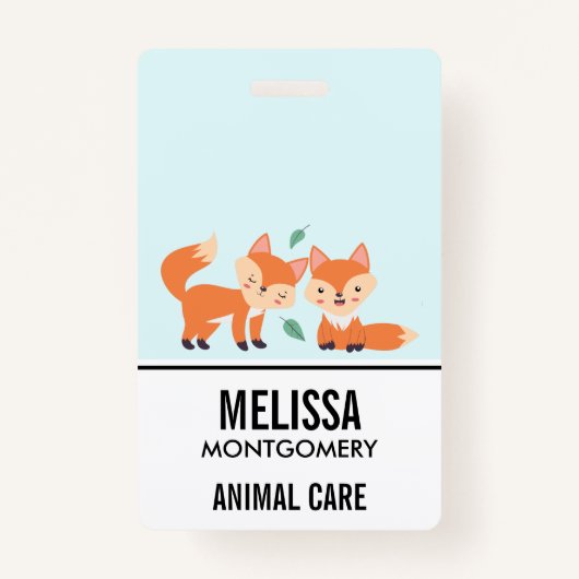 Badge Illustration graphique des renards orange mignons (Devant)