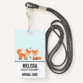 Badge Illustration graphique des renards orange mignons (Derrière avec lanière)