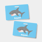 Badge Illustration joyeuse du grand requin blanc (Avant & arrière)
