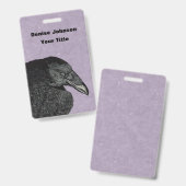 Badge Illustration Tête Aile de Corbeau Noir sur Fond Vi (Avant & arrière)