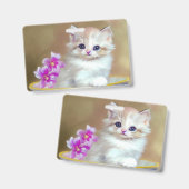 Badge Illustration vintage de chaton blanc (Avant & arrière)