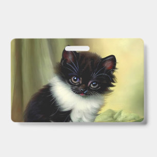 Badge Illustration vintage Tuxedo Kitten