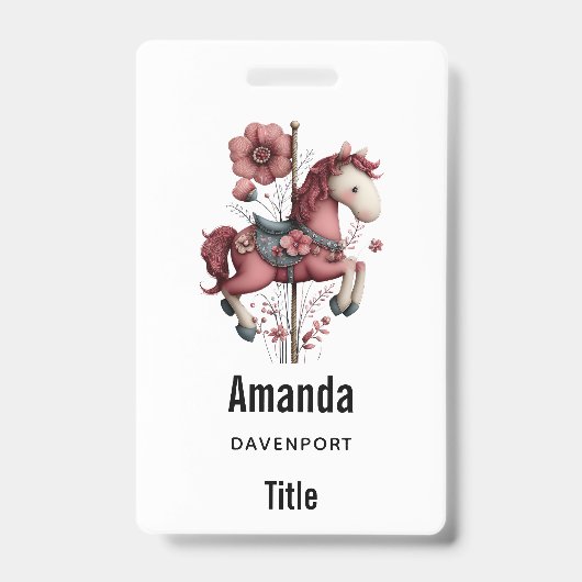 Badge Image de cheval de carrousel fantaisiste (Avant)
