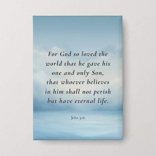 Badge Image du verset biblique Jean 3:16 (Recto)