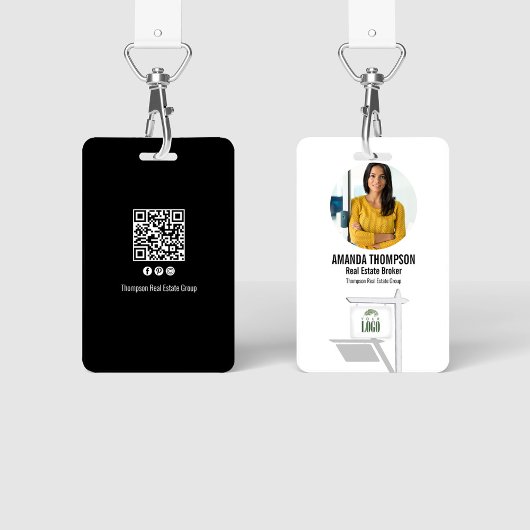 Badge Immobilier Ajoutez votre logo Photo Code QR