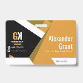 Badge Immobilier Luxe Agent immobilier Noir & Or (Arrière)