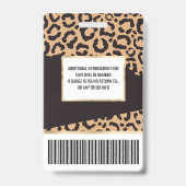 Badge Impression animal en léopard guépard or noir moder (Arrière)