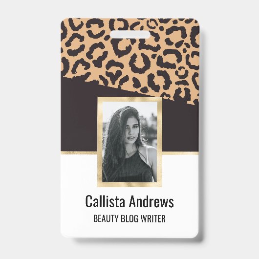 Badge Impression animal en léopard guépard or noir moder (Avant)