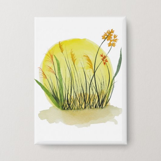 Badge Impression d'art à l'aquarelle de Golden Meadow (Recto)