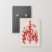 Badge Impression d'art Risographe Serpent et Épée | Flam (Recto/Verso)