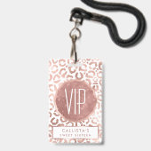 Badge Imprimé animal rose gold chic léopard guépard (Avant avec lanière)