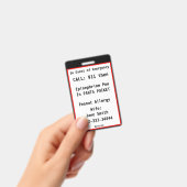 Badge Indicateur d'insigne d'urgence Médicale Informatio (À main)