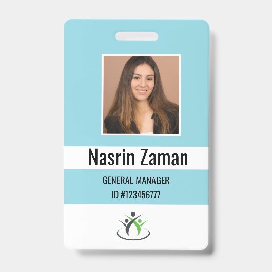 Badge Indigo | Logo de l'employé de la photo ou sécurité (Avant)