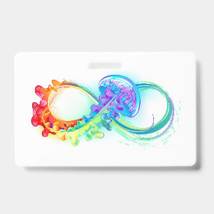 Badge Infini avec méduse arc-en-ciel