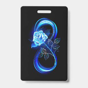Badge Infini lumineux avec rose bleue