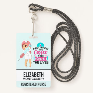 Badge Infirmière amusante qui dit avec une grande aiguil