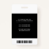 Badge Infirmière autorisée caduceus noir, blanc id photo (Dos)