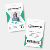 Badge Infirmière autorisée I.A. Logo Photo & Code-barres (Avant & arrière)