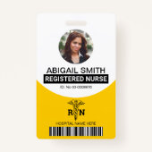 Badge Infirmière autorisée jaune modèle photo (Devant)