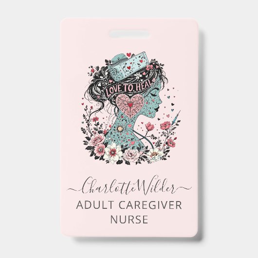 Badge Infirmière aux soins rose (Avant)