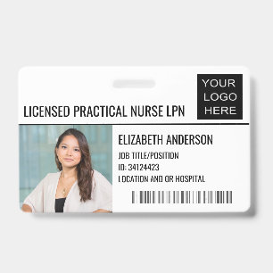 Badge Infirmière auxiliaire autorisée Logo de l'hôpital 