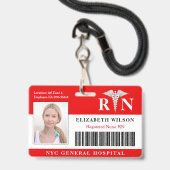 Badge Infirmière de la RN| ID photo de l'employé Médical (Avant avec lanière)