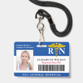 Badge Infirmière de la RN| ID photo de l'employé Médical (Avant avec lanière)