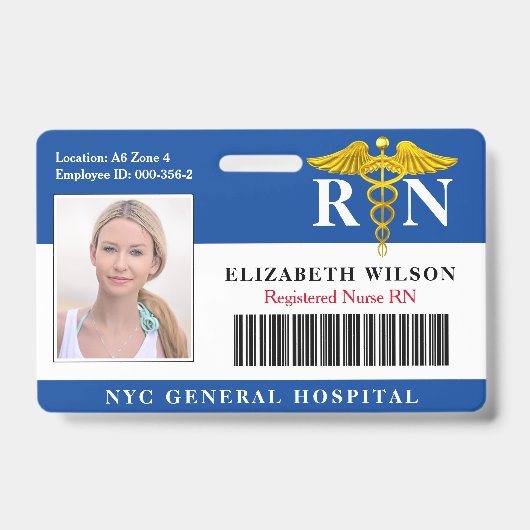 Badge Infirmière de la RN| ID photo de l'employé Médical (Avant)
