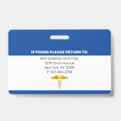 Badge Infirmière de la RN| ID photo de l'employé Médical (Arrière)