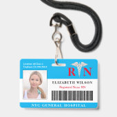 Badge Infirmière de la RN| ID photo de l'employé Médical (Avant avec lanière)