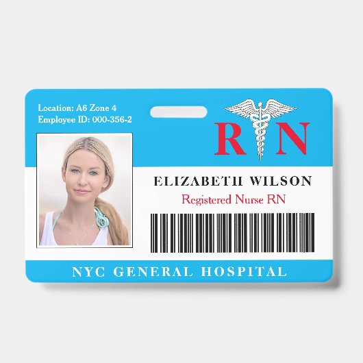 Badge Infirmière de la RN| ID photo de l'employé Médical (Avant)