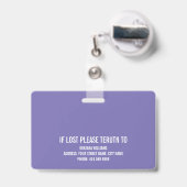 Badge Infirmière de la salle d'urgence tons violets modè (Back with Retractable)