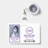 Badge Infirmière de la salle d'urgence tons violets modè (Front with Retractable)