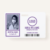 Badge Infirmière de la salle d'urgence tons violets modè (Devant)