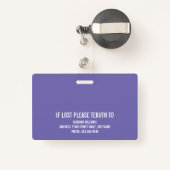 Badge Infirmière de la salle d'urgence tons violets modè (Back with Retractable)