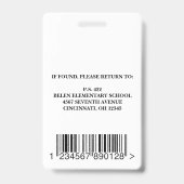 Badge Infirmière de l'école bleue moderne Nom de la phot (Back)