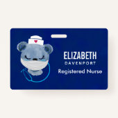 Badge Infirmière de l'ours mignonne portant un Masque Mé (Devant)