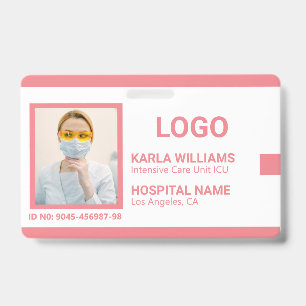 Badge Infirmière de l'unité de soins intensifs rose blan