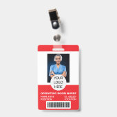 Badge Infirmière de salle d'opération médicale rouge Pho (Avant avec clip)
