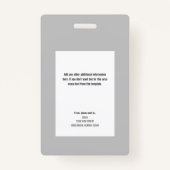 Badge Infirmière de voyage - Infirmière - Carte d'identi (Dos)