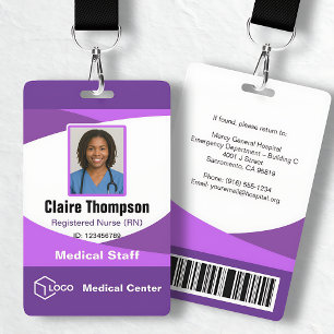 Badge Infirmière diplômée avec dégradé de pourpre du per