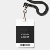 Badge Infirmière diplômée caducée noir et blanc photo ID (Arrière avec lanière)